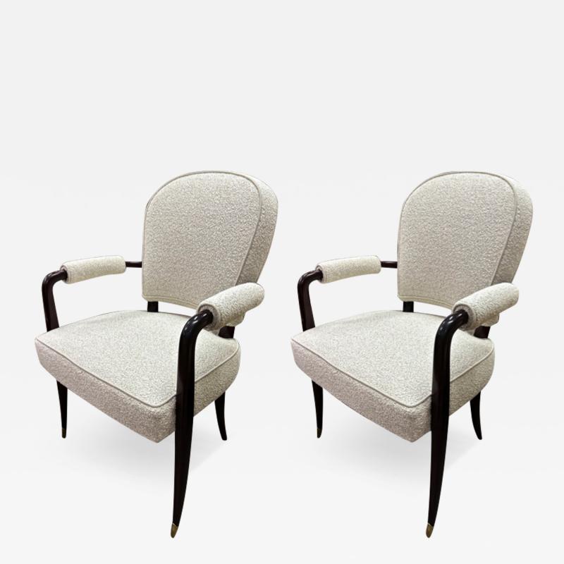  mile Jacques Ruhlmann J E RUHLMANN stamped pair of tchicest apered bronze legs arm chairs