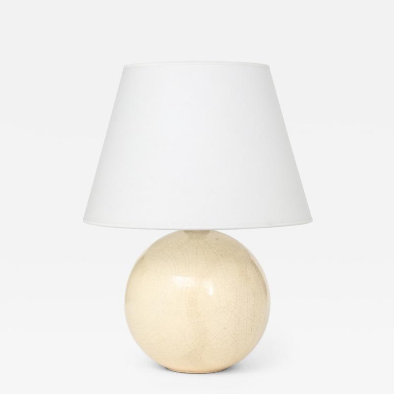  mile Jacques Ruhlmann Off White Crackle Ceramic Sphere Lamp Style Of Jacques Emile Ruhlmann France