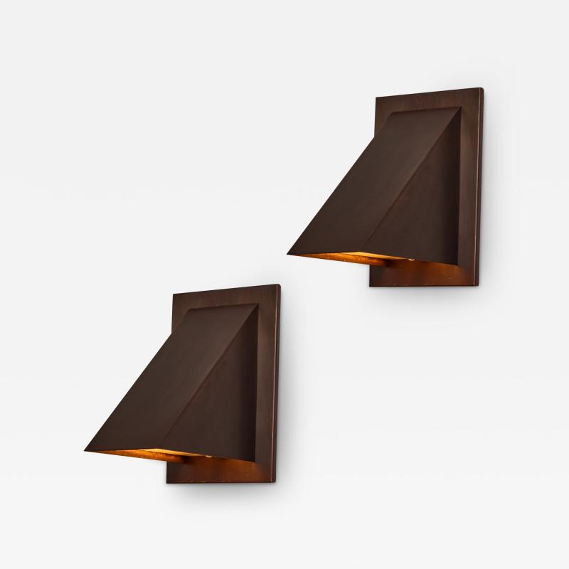  rsj Pair of Jonas Bohlin Oxid Dark Brown Patinated Outdoor Wall Lights for rsj 