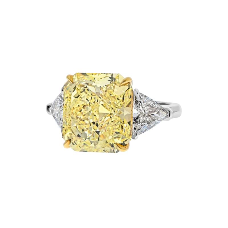 0 78 CARAT TRILLIAN DIAMOND E GIA 10 98 CARAT RADIANT CUT FANCY YELLOW VVS2 RING