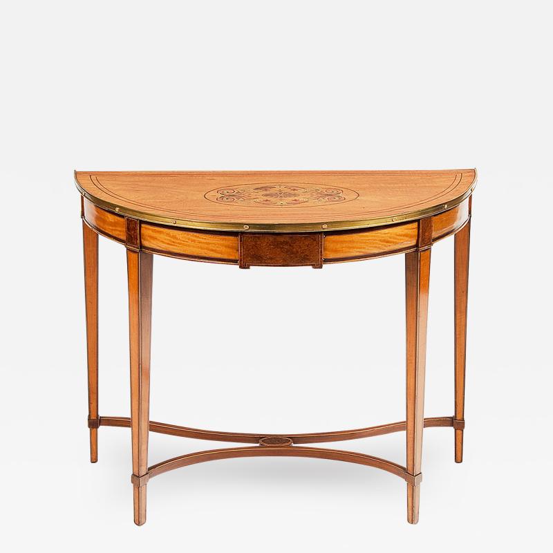 0224 18th Century Satinwood Demilune Console Table