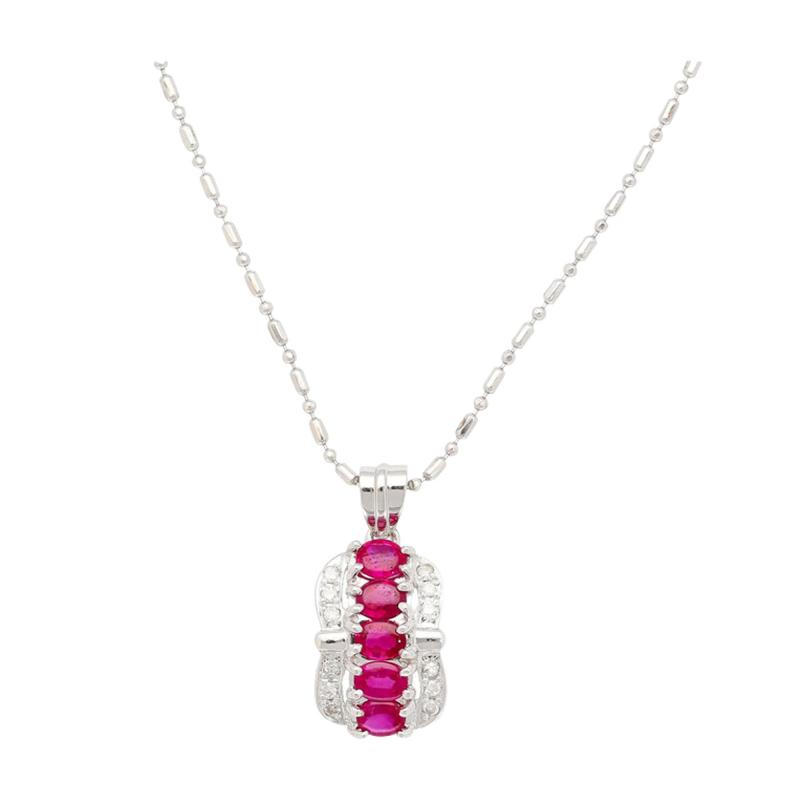 1 15 Carat Pinkish Red Ruby and Diamond Pendant Necklace Platinum