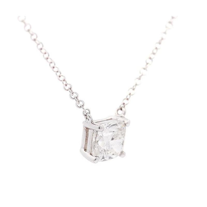 1 21 Carat Cushion Cut Lab Grown Diamond Solitaire Pendant Necklace