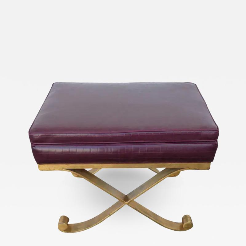 1 Hollywood Regency Faux Croc Leather X Stool