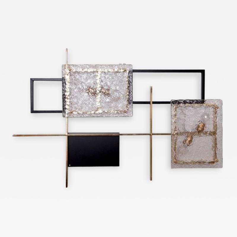 1 of 4 Very Huge Brass and Murano Glass Wall Lamp or Sconce Sculptures