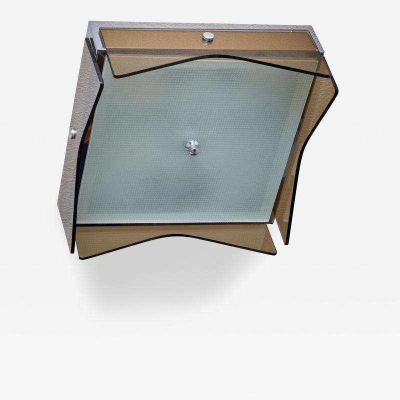 1 of 6 1960s Design Flush Mount in Tinted Brown Glass Nos Italy