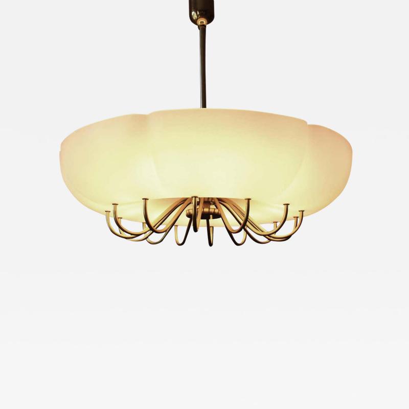 1 of 7 Ballroom Shell Brass Chandeliers Germany 1950s