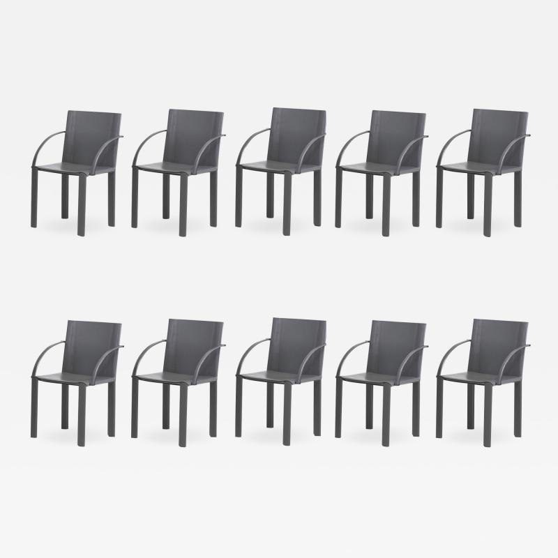 10 Italian Matteo Grassi Leather Dining Chairs by Carlo Bartoli 1970