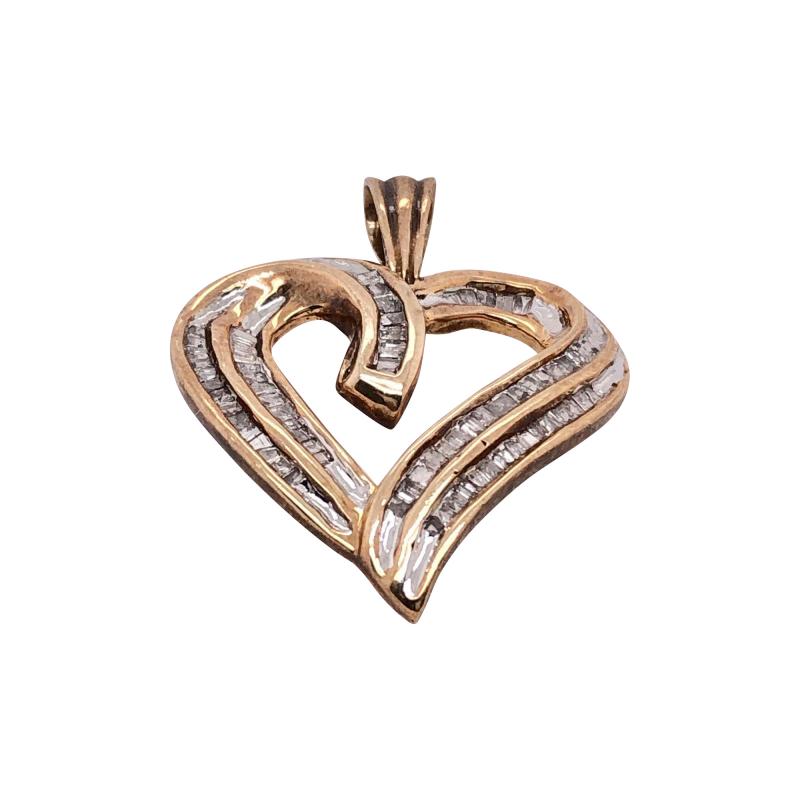 10 Karat Yellow Gold Heart Charm Pendant with Diamonds