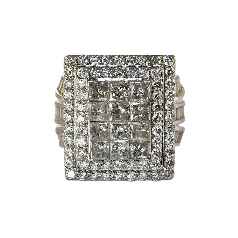 10K White Gold Diamond Cluster Ring 3 00ct