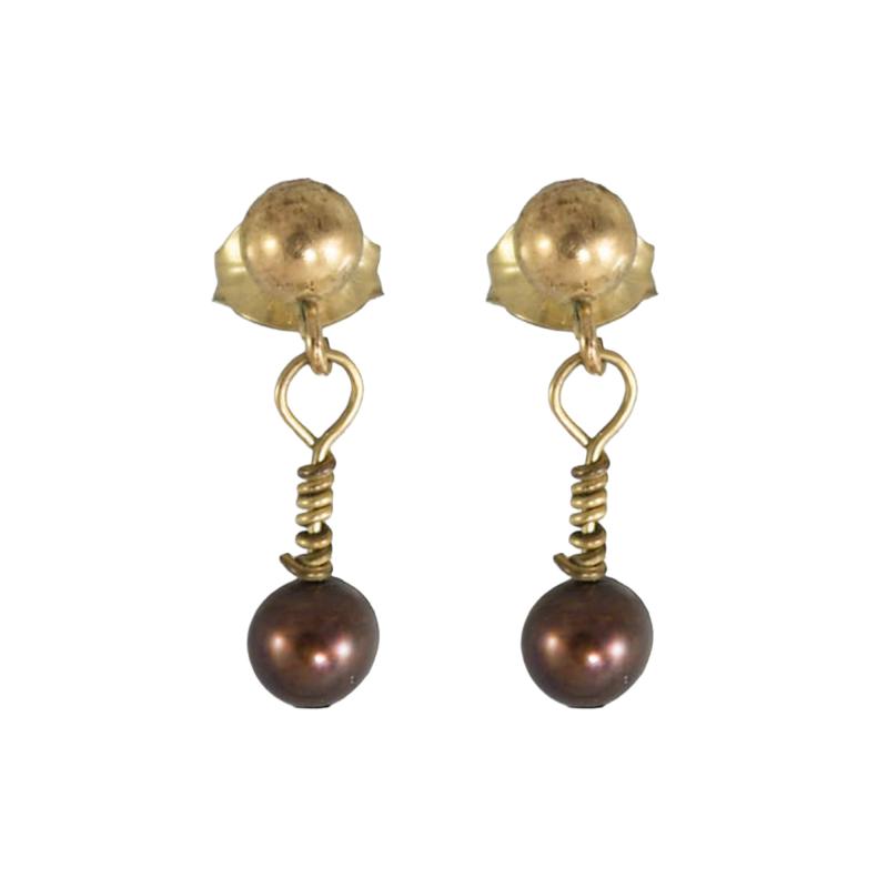 10K Yellow Gold Freshwater Pearl Earrings
