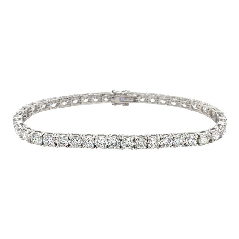 12 47 Carat Round Cut Lab Grown Diamond Tennis Bracelet in 18K White Gold