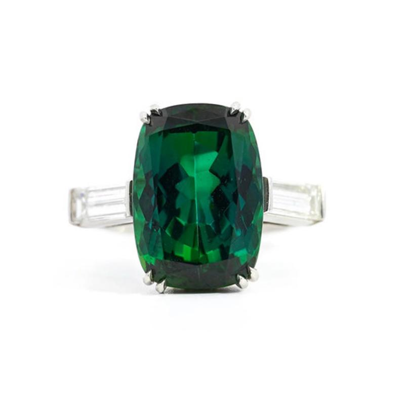 12 68 Carat Zoisite Green Tanzanite Diamond Ring in Platinum 950