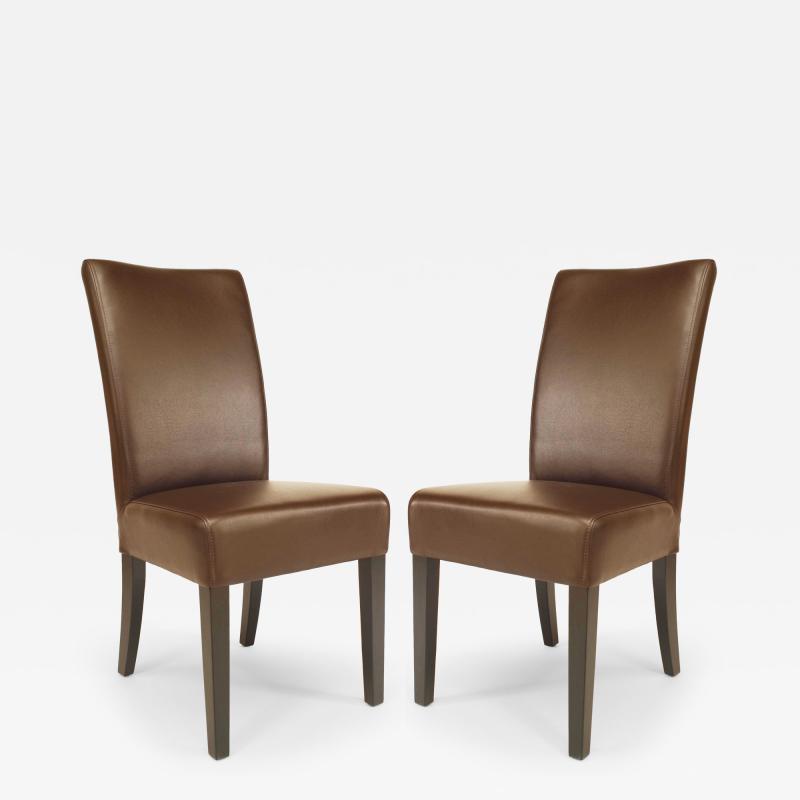 12 Mid Century Brown Parsons Side Chairs