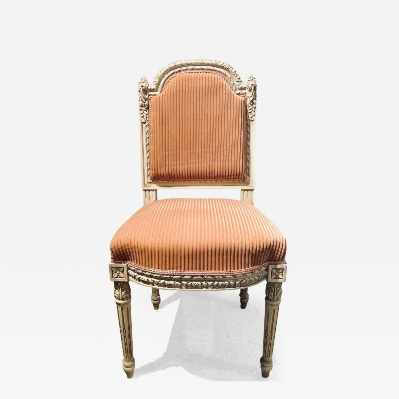 12 Swedish Louis XVI Style Dining Side Chairs Painted Carved Frames New Fabric