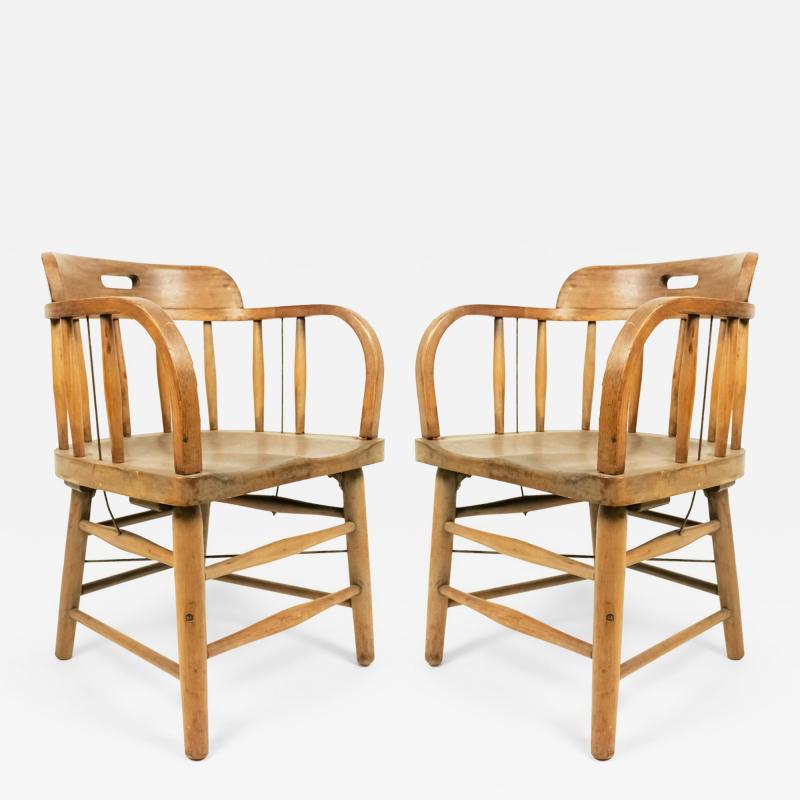 13 American Captains Style Oak Armchairs