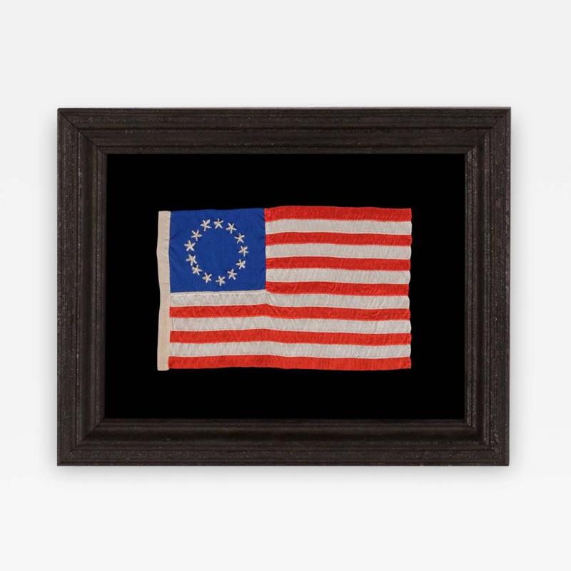 13 Hand Embroidered Stars and Hand Sewn Stripe on Antique American Flag