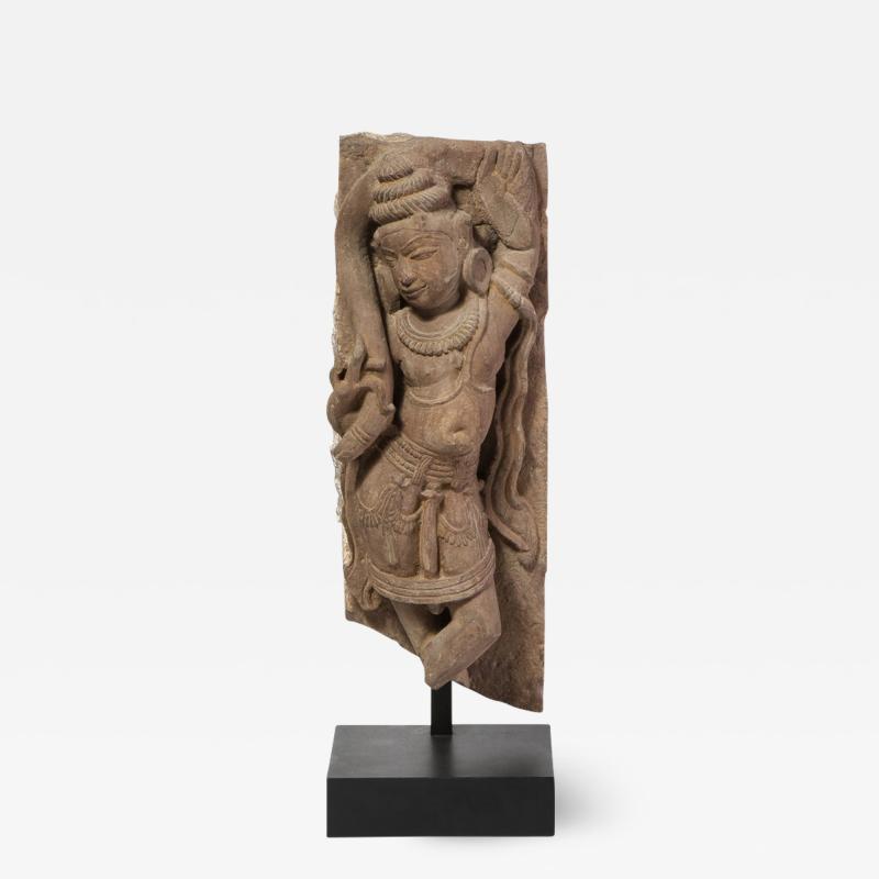 13th Century Indian Sandstone Stele Figure Dancing Goddess Antiquity Fragment
