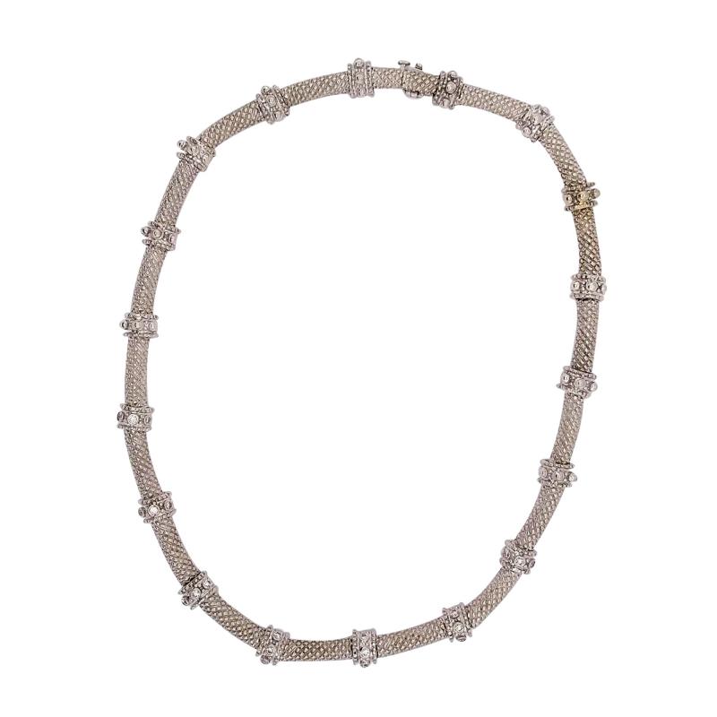 14 Karat Gold and Diamond Fancy Link Necklace 1 Carat Total Weighing 44 58 Grams