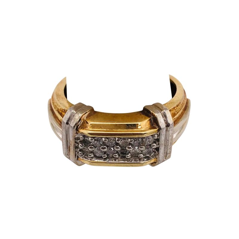 14 Karat Two Tone Gold Contemporary Ring with Diamonds 0 75 Total Diamond Weight