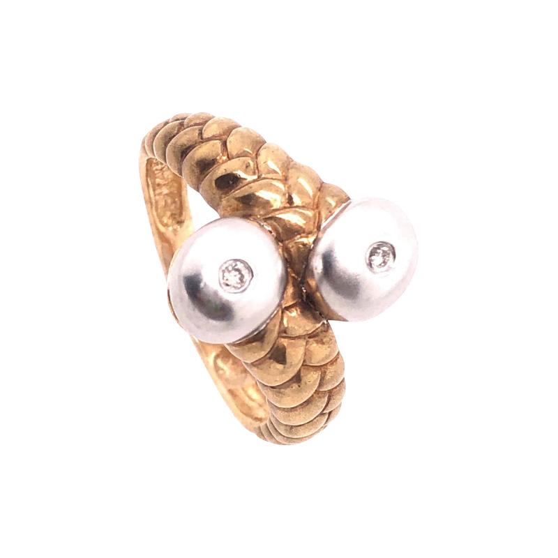 14 Karat Two Tone Gold Matte Finish Fashion Ring