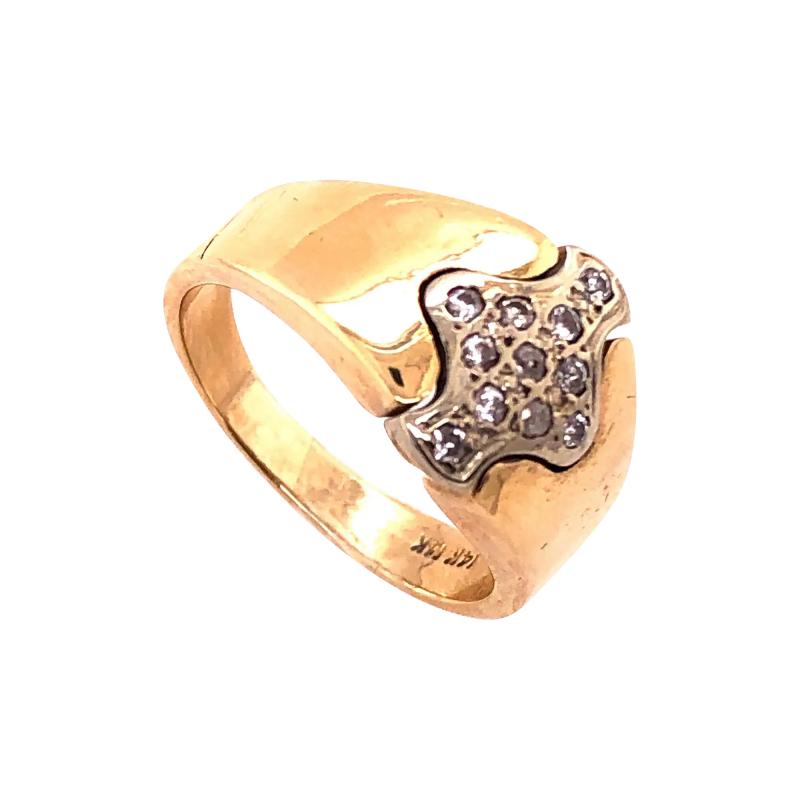 14 Karat Two Tone Yellow and White Gold Ring with Diamond Cluster 0 30 TDW