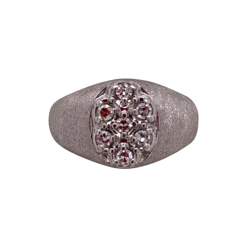 14 Karat White Gold Brushed Finish Diamond Cluster Fashion Ring 1 50 TDW