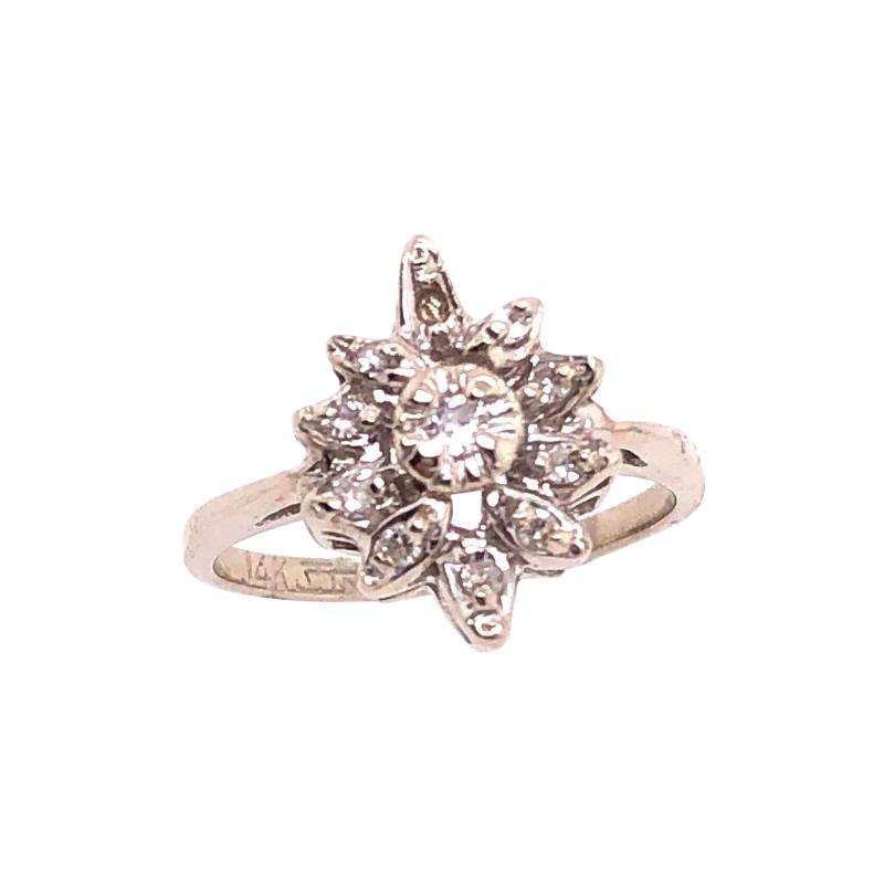 14 Karat White Gold Contemporary Ring Diamond Floral Design 0 33 TDW