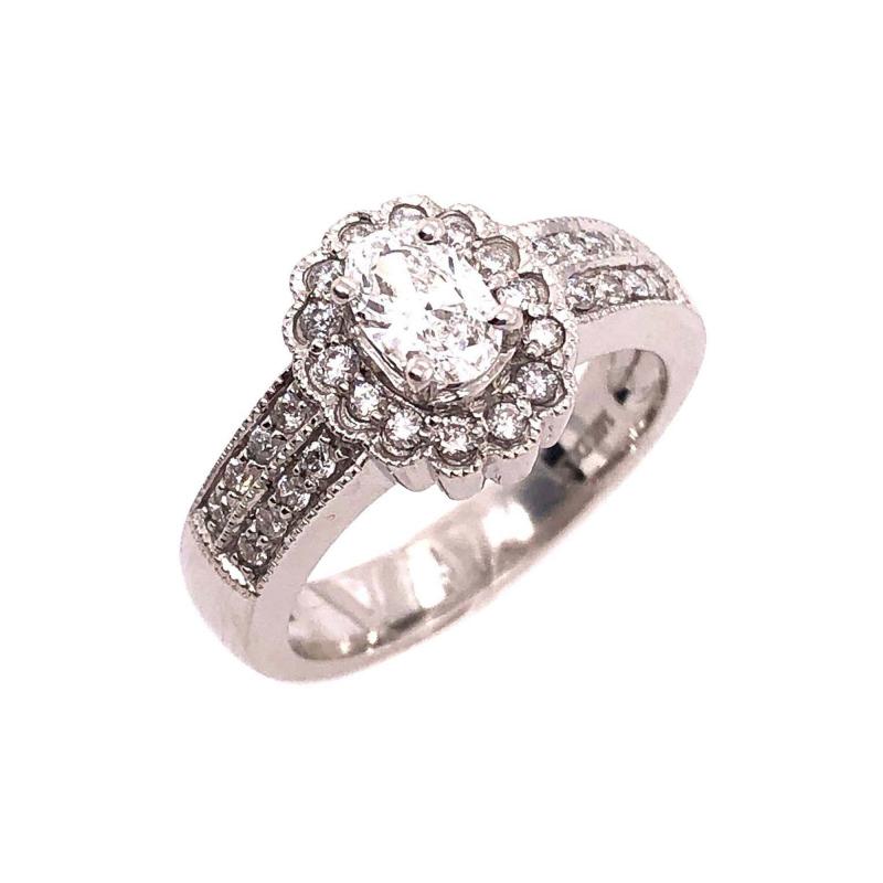 14 Karat White Gold Contemporary Ring with Diamonds Engagement 1 00 TDW