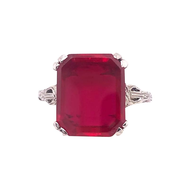 14 Karat White Gold Contemporary Ruby Style Ring