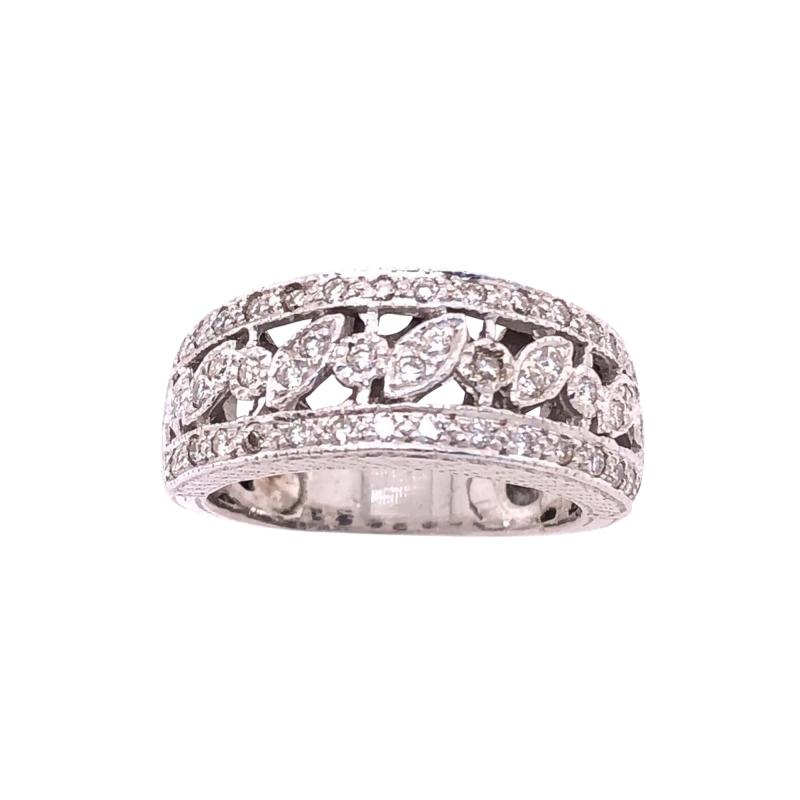 14 Karat White Gold Diamond Wedding Band Bridal Ring