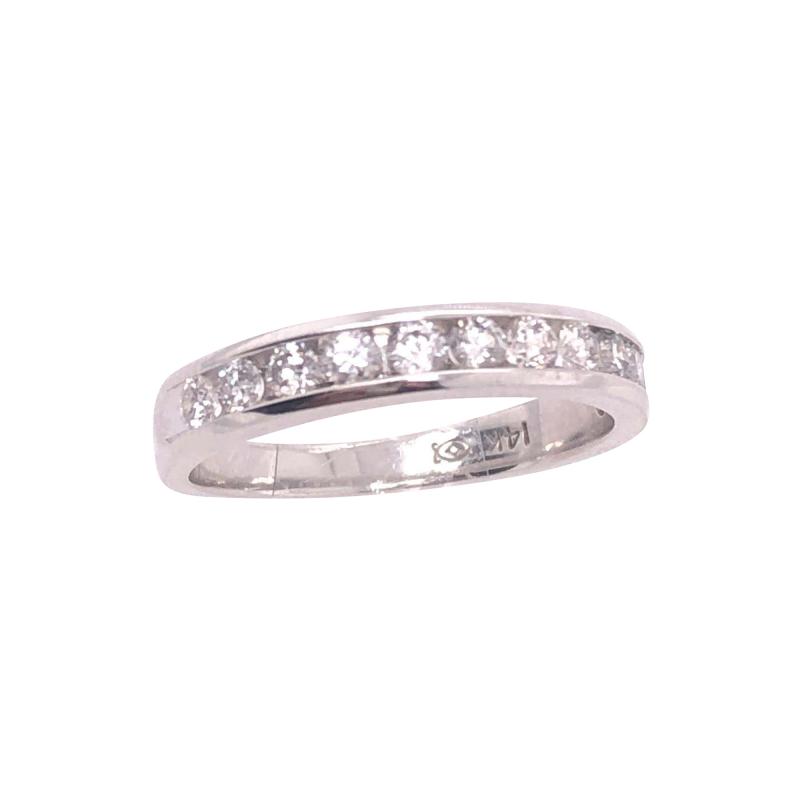 14 Karat White Gold and Diamond Band Bridal Wedding Ring