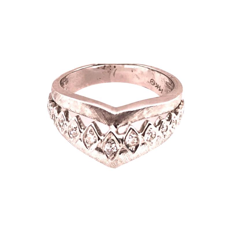 14 Karat White Gold and Diamond Geometric Ring or Bridal Band 0 33 TDW