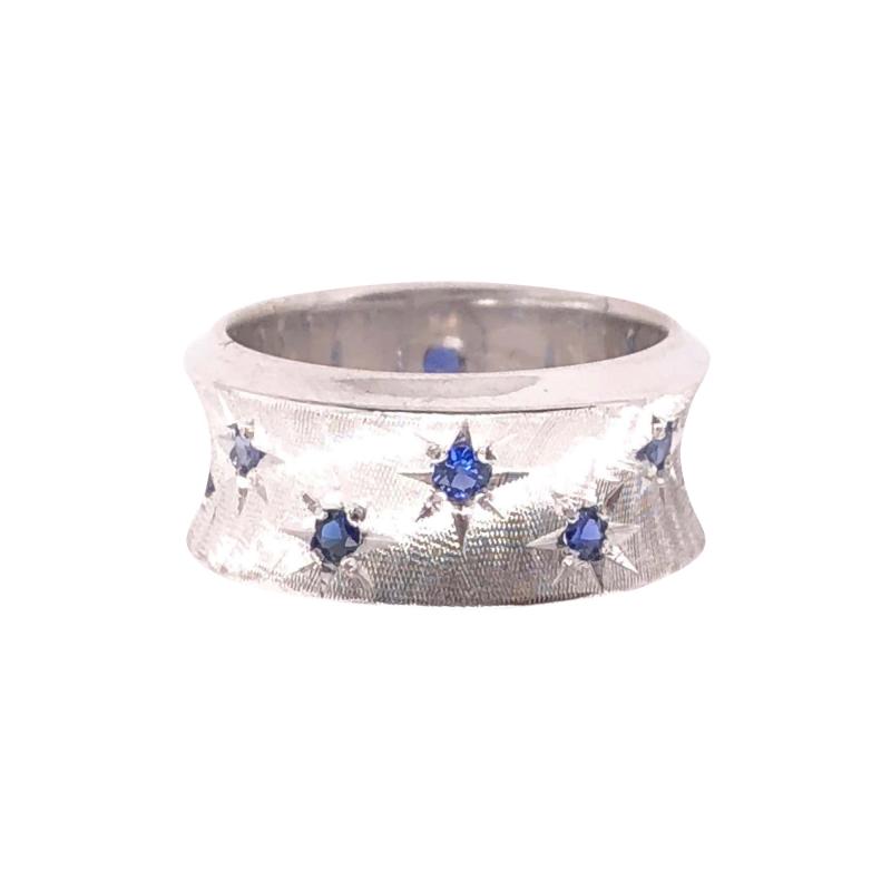 14 Karat White Gold with Round Sapphires Fashion Band Ring