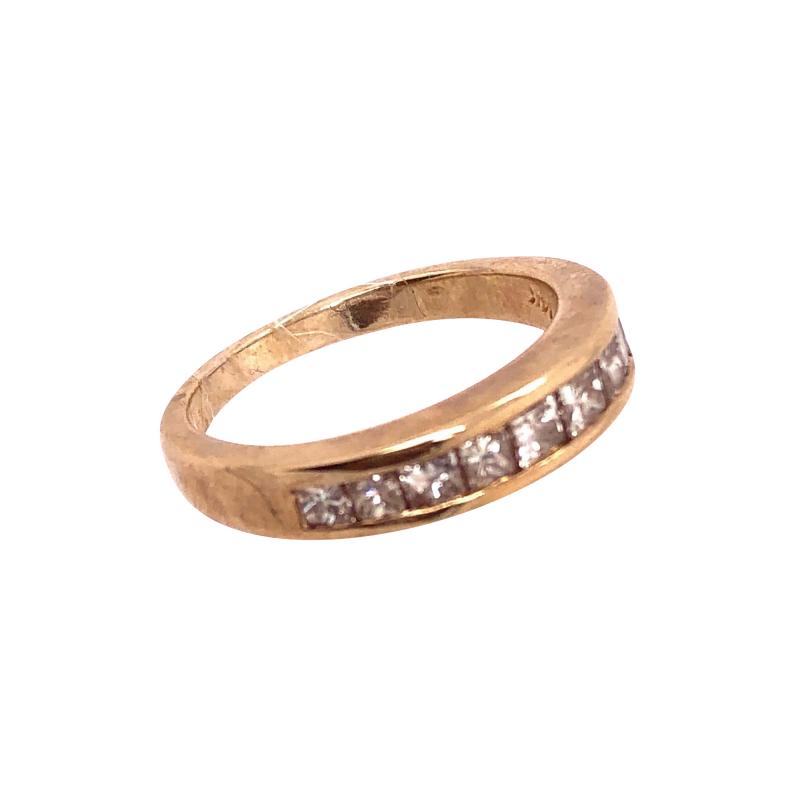 14 Karat Yellow Gold Band with Nine Diamonds Wedding Anniversary 1 00 TDW