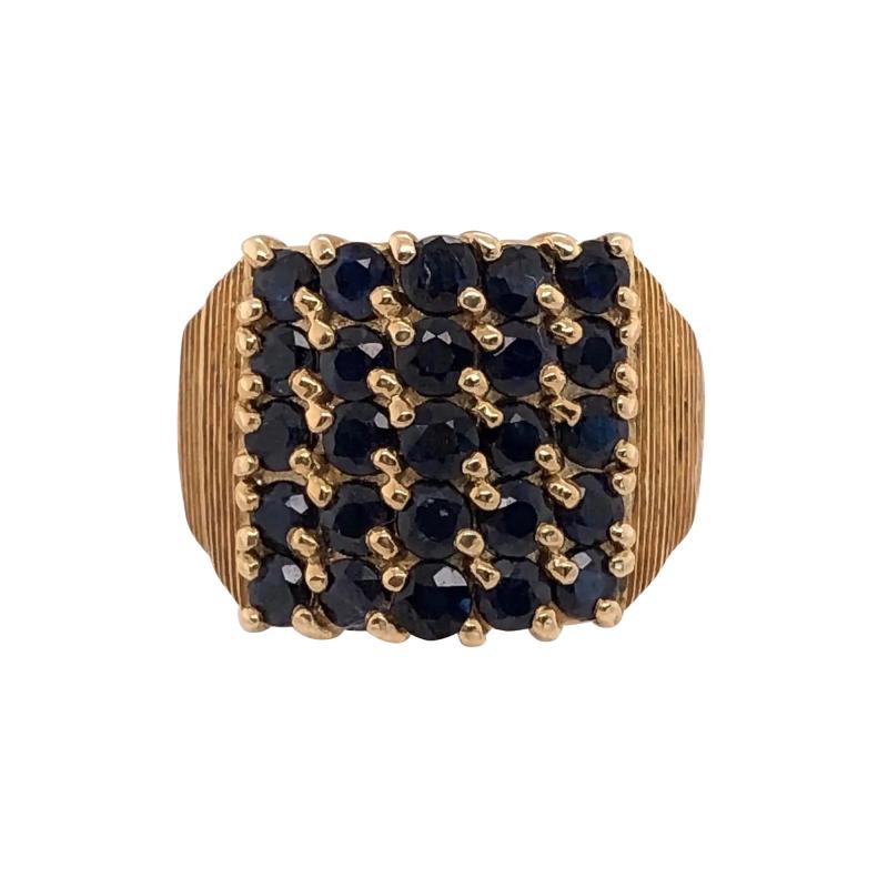 14 Karat Yellow Gold Contemporary Ring with Sapphire Cluster