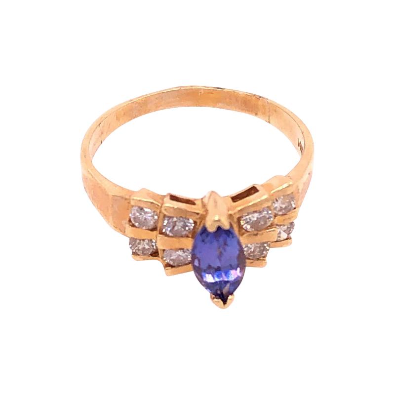 14 Karat Yellow Gold Contemporary Ring with Turquoise and Diamonds