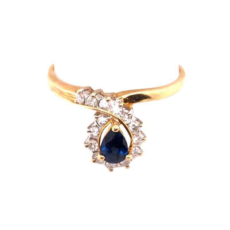 14 Karat Yellow and White Gold Sapphire and Diamond Halo Ring 70 00 TDW