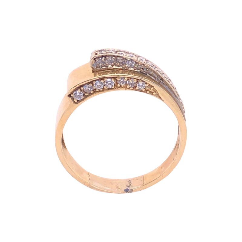 14 Karat Yellow and White Gold and Diamond Contemporary Ring
