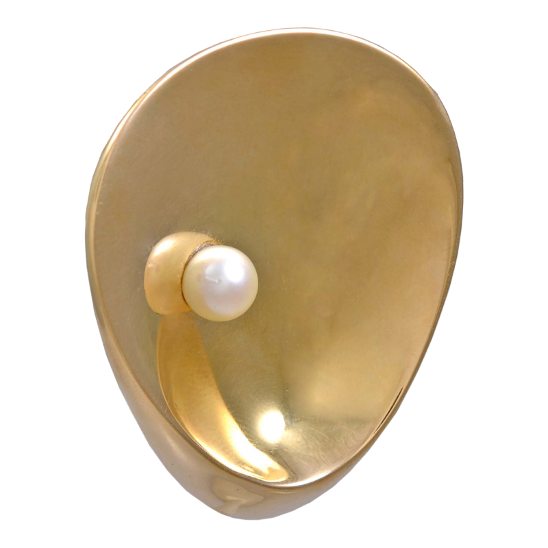 Georg Jensen Gold Brooch No 1328 with Pearl Georg Jensen