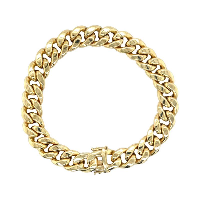 14K Gold Flat Cuban Link Chain Bracelet With Box Closure 11 15MM 9 Inch