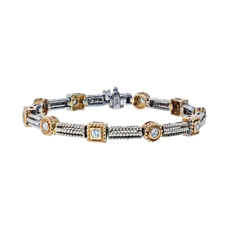14K Two Tone Two Tone 1 06cttw Round Diamond Bracelet
