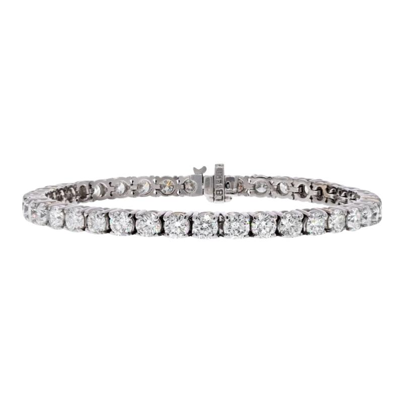 14K WHITE GOLD 10 65CTS ROUND CUT STRAIGHT LINE TENNIS BRACELET