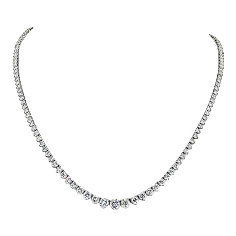 14K WHITE GOLD 14 00CTTW ROUND DIAMOND GRADUATED NECKLACE