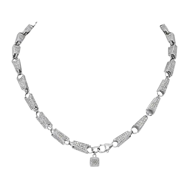 14K WHITE GOLD 15 68CTS DIAMOND LINK CHAIN NECKLACE