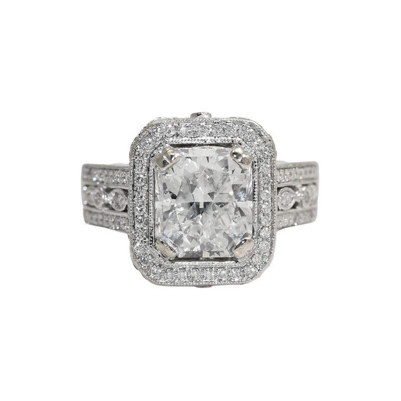 14K White Gold 3 63ct Radiant Cut Diamond Ring 9 5gr