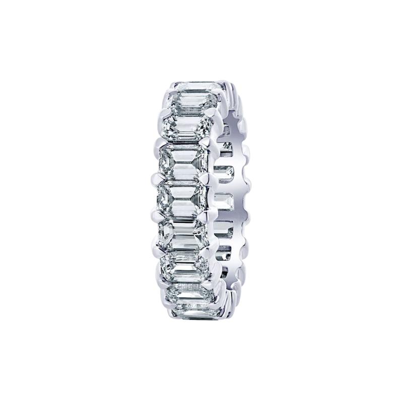 14K White Gold 7 00cttw Emerald Cut Diamond Eternity Band