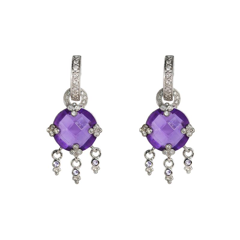 14K White Gold Amethyst Dangle Earrings