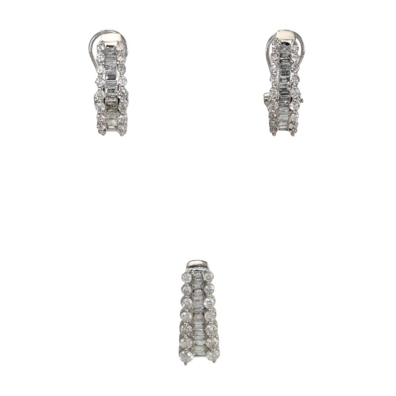 14K White Gold Diamond Earrings Pendant 1 50tdw 6g