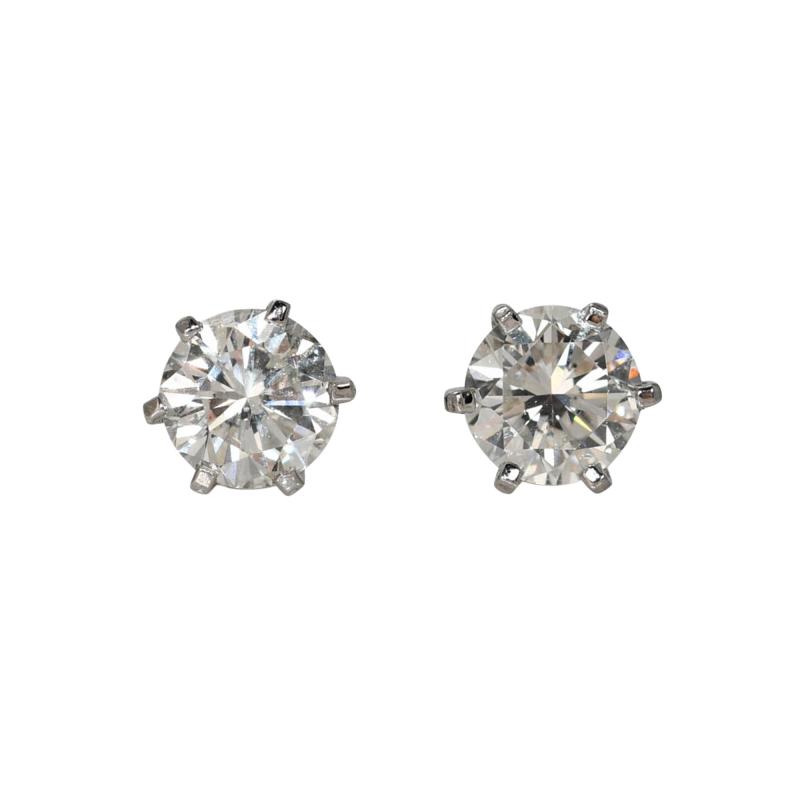 14K White Gold Diamond Studs Earrings 1 03TDW J Si2 1 3gr